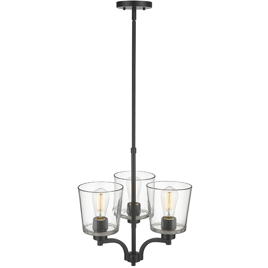 Evalon 3 Light 18 inch Matte Black Chandelier Ceiling Light